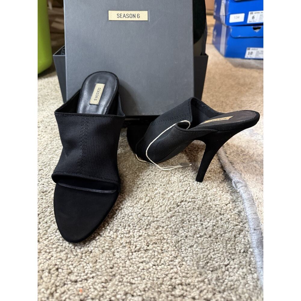 Yeezy Season 6 BLACK KNIT MULE - 110MM HEEL - RN351191 KW5116.006